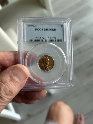 1955 S LINCOLN WHEAT CENT PCGS MS-66 RD - RED WHEAT PENNY - CERTIFIED SLAB - 1C