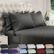 Queen Sheet Set - 6 pcs Breathable Cooling Bed Sheets - up to 21" Extra Deep ...