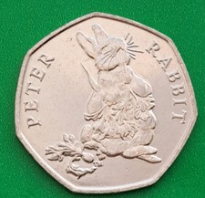 Uncirculated 50p coin 2018 Beatrix Potter Peter Rabbit with carrot Fifty Pence