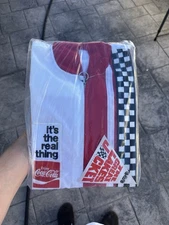 VTG NOS Coca Cola Checkered Racing Jacket 70s Nylon Sz LG Great Lakes Jacket NWT