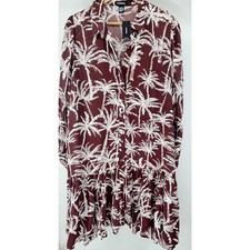 EXPRESS | Womens Burgundy Palm-Print Mini Dress