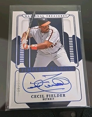 2025 National Treasures Timeless Talents Cecil Fielder on card autograph 34/49