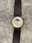 Vintage Seiko Moon Phase Mens Watch 32mm Date 7434-7009 Leather