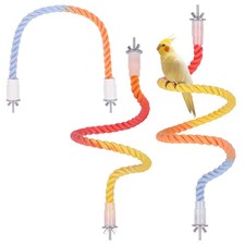 3Pcs Gradient Bendable Bird Perch Stand Set Climbing Rope one size, Yellow