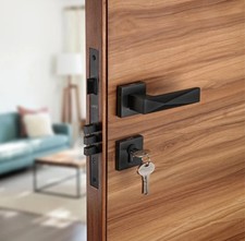 Heavy Duty main door lock set Modern Black Door Handle Lock Set with Keys
