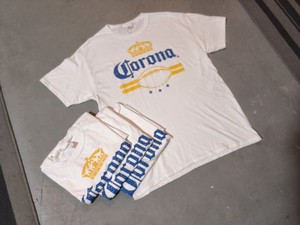 Lot Of 4 Brand NEW Corona Extra Cerveza Beer Football Crown Logo White T-shirts