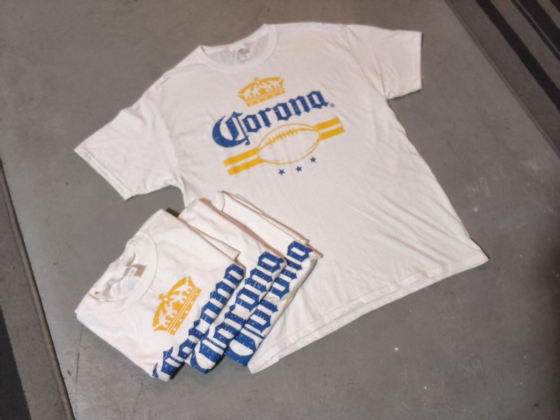 Lot Of 4 Brand NEW Corona Extra Cerveza Beer Football Crown Logo White T-shirts