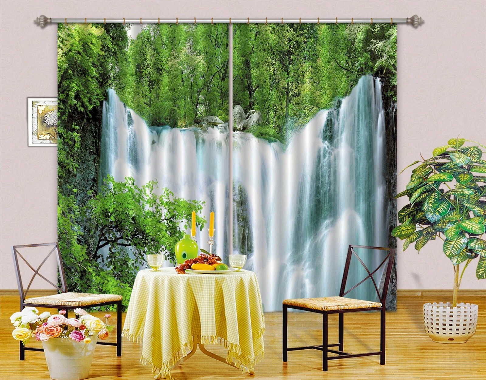 3D Natural Waterfall ZHUA1445 Blockout Photo Curtain Fabric Window Zoe