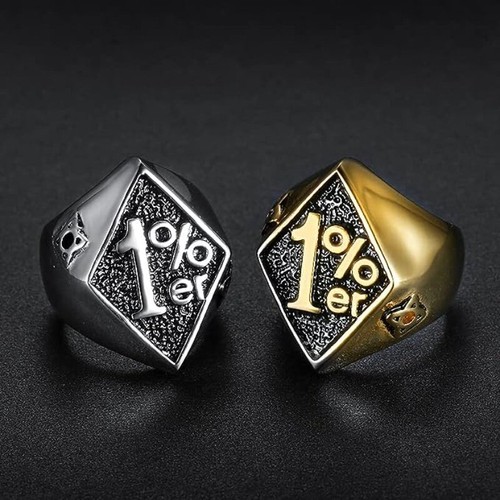 Anillo para motociclista de acero inoxidable 1% er uno por ciento fuera de la ley para hombre talla 8-13 - Imagen 5 de 32