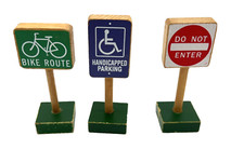 Wooden Railway Signs Wooden Railway Accessories 3.75" Lot of 3