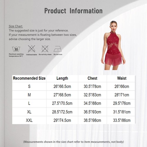 Womens Chacha Dance Leotard Tassel Sparkly Skirted Leotard Ballroom Dancewear - Picture 5 of 87