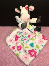 VGUC-9  Little Miracles Sweet Snuggles Cow Flowers Pink Lovey Plush Blanket