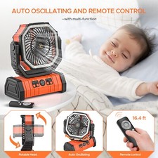 Ventilador de camping portátil recargable de 20000 mAh - Ventilador de tienda con batería USB con LED