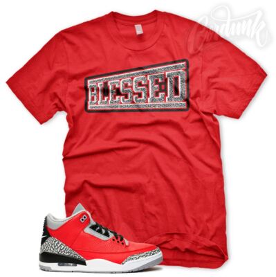 New ''OG BLESSED'' T Shirt for J1 3 Cement White Black Tinker Gray Red OG