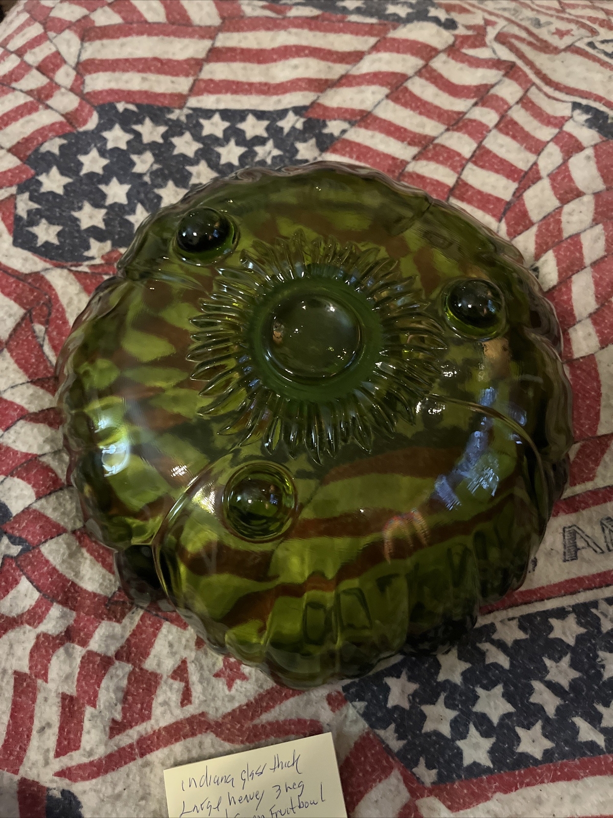 Vintage Indians Glass Thick Large 3 Leg Hobnail Fruit Bowl eBay