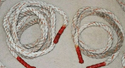 Two vintage school jump ropes, ~6 feet long, 3/4'' thick 