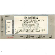 JIM BRINKMAN Concert Ticket Stub WICHITA KS 9/21/02 CENTURY II CONCERT HALL Rare