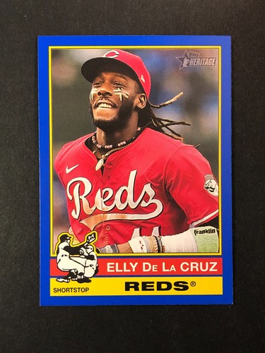 2025 Topps Heritage Elly De La Cruz #263 Blue Border Parallel Cincinnati Reds