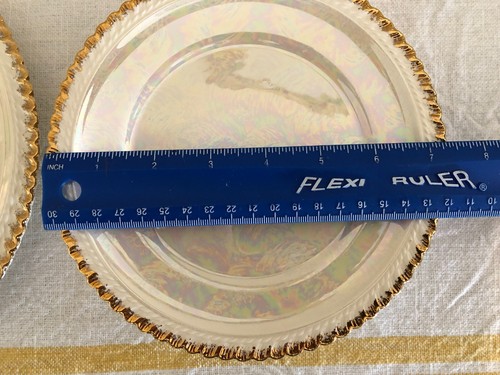 Vtg Pearl China Co. Iridescent 8-Piece Dessert Set, Hand Painted 22KT Gold Rim - Picture 8 of 9