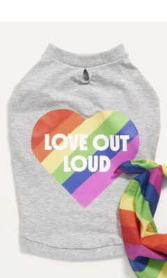 Old Navy Dog Gray Graphic Pride Love Out Loud Colorful Heart Jersey-Knit T-Shirt - Image 1 of 4