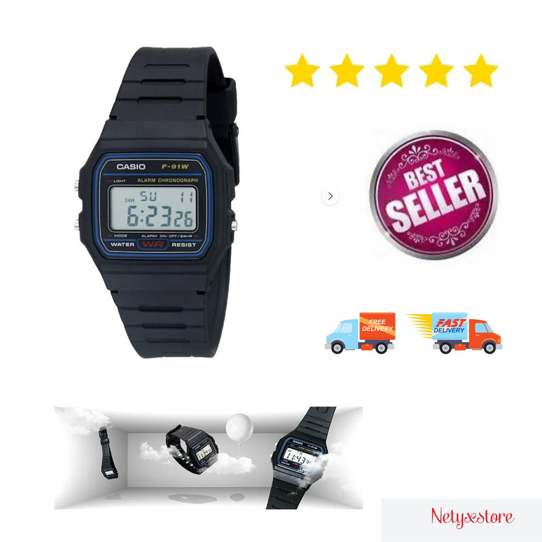Casio F91W-1 Classic Digital Watch Black, Reloj Para Hombre Casio Original,NUEVO