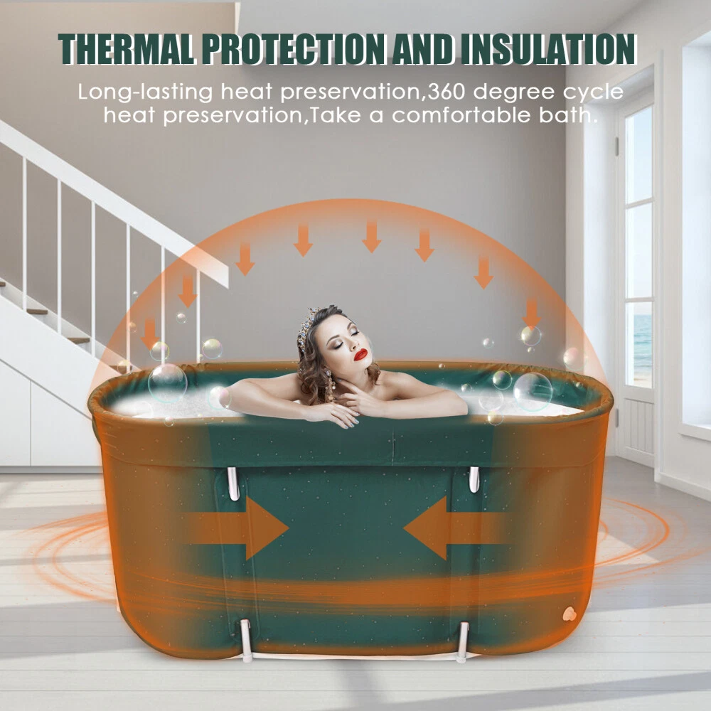 48in Folding Bathtub Hot Cold Water Tub Portable Adult Spa Bath