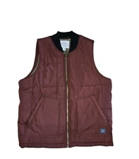 Weatherproof Vintage Vest Red Burgundy Full Zip Fleece Lined Puffer Large L