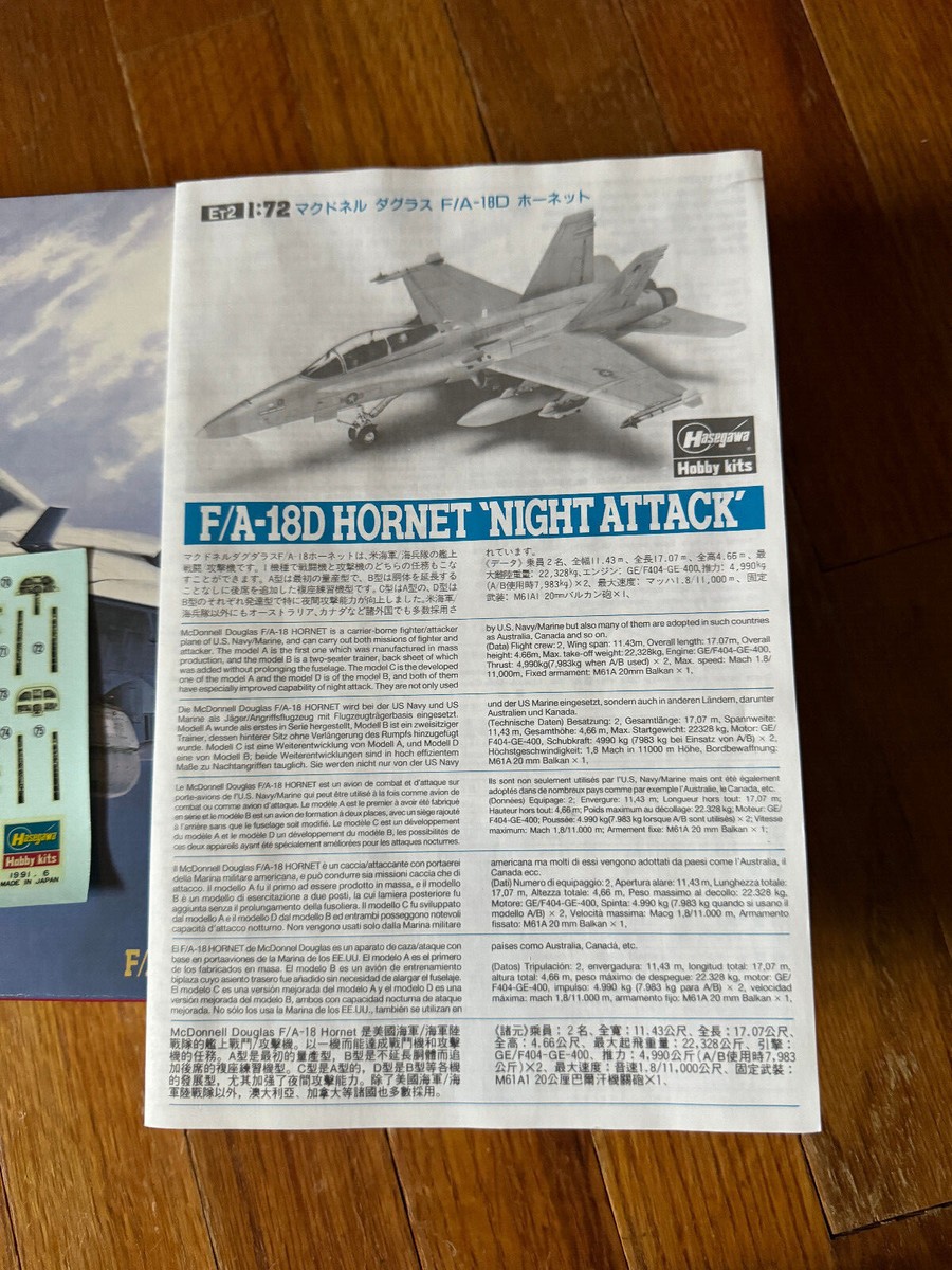 HASEGAWA 1/72 SCALE F/A-18D HORNET NIGHT ATTACK NO. 02902 | eBay HASEGAWA 1/72 SCALE F/A-18D HORNET NIGHT ATTACK NO. 02902 | eBay