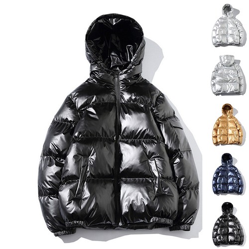 Men's Hooded Shiny Cotton Padded Jacket 