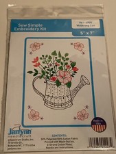 Janlynn Sew Simple Embroidery Kit Watering Can 5"x7" NIP Made in USA 997-1705