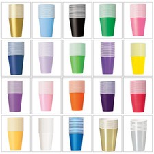Paper Party Cups Solid Colour Cold Disposable Choice of Colour & Pack Size