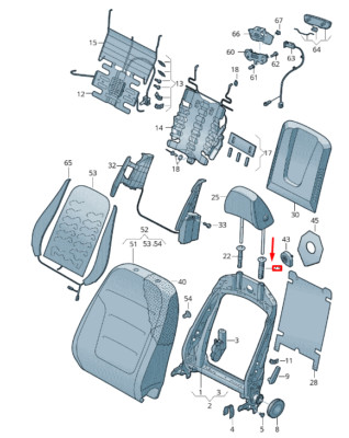 NEW VW TOUAREG 7P FRONT RIGHT HEAD RESTRAINT ADJ. GUIDE 1K0881920J95T