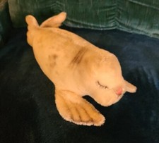 VINTAGE STEIFF MOHAIR FLOPPY SEAL WITH STEIFF BUTTON IN HIS FLIPPER 15" LONG