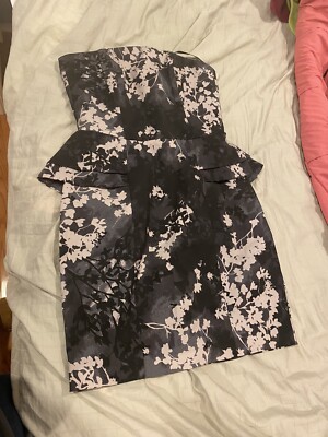 h and m peplum dress Women's Cream/floral Linen-Blend Peplum Dress