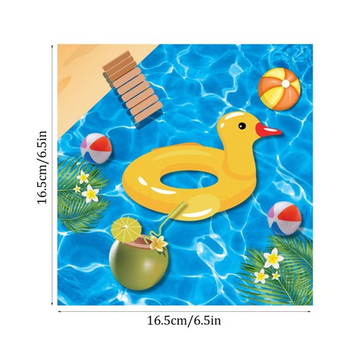 10Pcs/ Set Hawaiian Beach Party Paper Supplies Tableware Swimming Pool - Picture 8 of 15