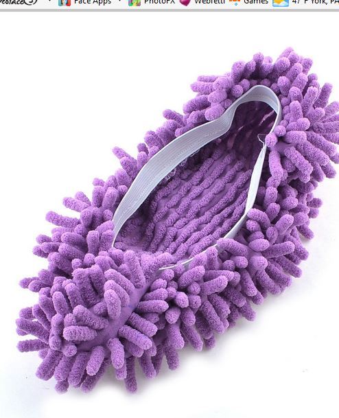 Purple Mop Slippers for Floor Polishing, Fun Novelty Gift Idea-image