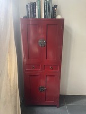 Tikkamoon Red Cupboard Cabinet Storage Unit Solid Wood Oriental