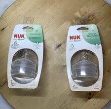 Nuk Simply Natural 2pk Nipples 0 Slow, 6 M Fast BPA Free Anti-colic Lot of 2