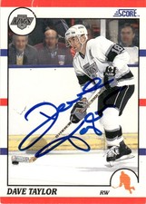 1990-91 Autographed Score Signed Card Dave Taylor Los Angeles Kings #166