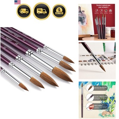 Artist Paint Brushes - Superior Sable Watercolour Brushes Round Point Tip Pai...