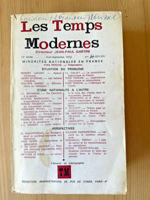 Les Temps Modernes Nr. 324-325-326 * Nationale Minderheiten in Frankreich * 1973