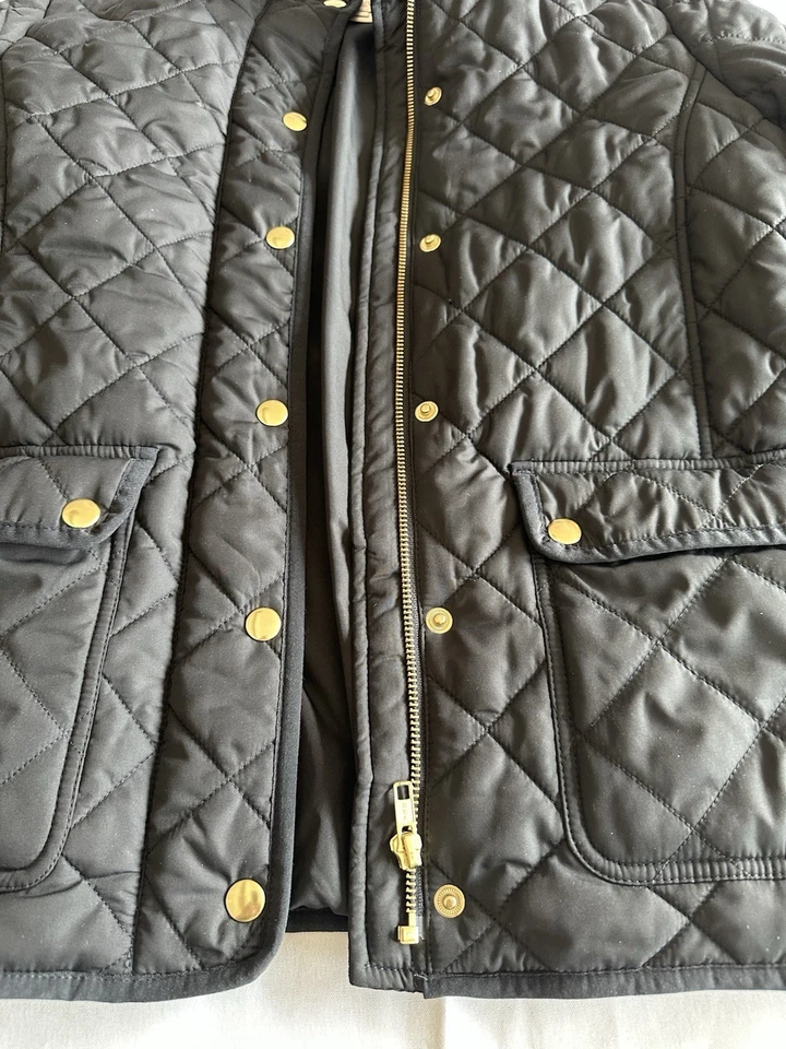 J. Crew Puffer Puffy Jacket Coat Black Women's Size S Zipper Snap Button Quilted - Image 4 of 4