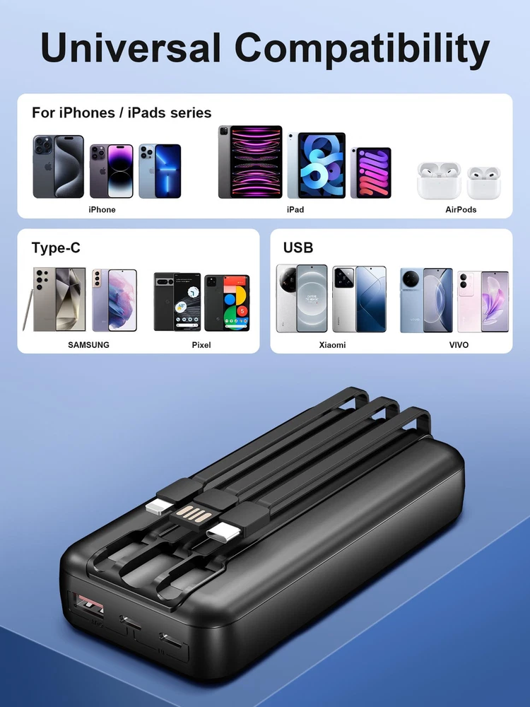 49800mAh Power Bank with 3 Ports for Fast Phone Charging On-The-Go
