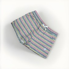 NWT Carters Kid Girls Gray Multicolored Rainbow Striped Shorts Tie Waist Size 10