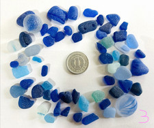 rare color Genuine Surf Tumbled sea glass from japan Cobalt blue