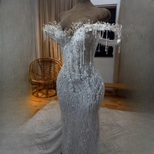Prom Dresses For Black Girls Off The Shoulder Beaded BirthdayParty Dress African