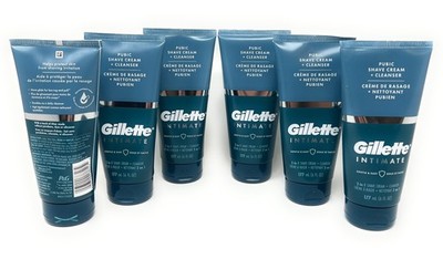 6 PACK NEW Gillette Intimate 2-in-1 Pubic Shave Cream + Cleanser 6oz