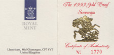 1993 sovereign Gold Proof Royal Mint COA ONLY NO COIN