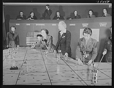 New York New York 1940s Aircraft Warning Service Volunteer Workers Map Room