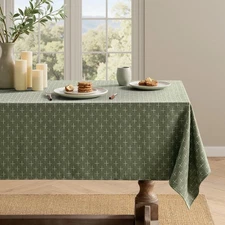 Olive Green Linen Table Cloth Rectangle Tablecloth Waterproof Spillproof Cros...